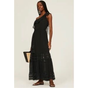 Miguelina Regina black one shoulder Dress in size XS fits to Small EUC